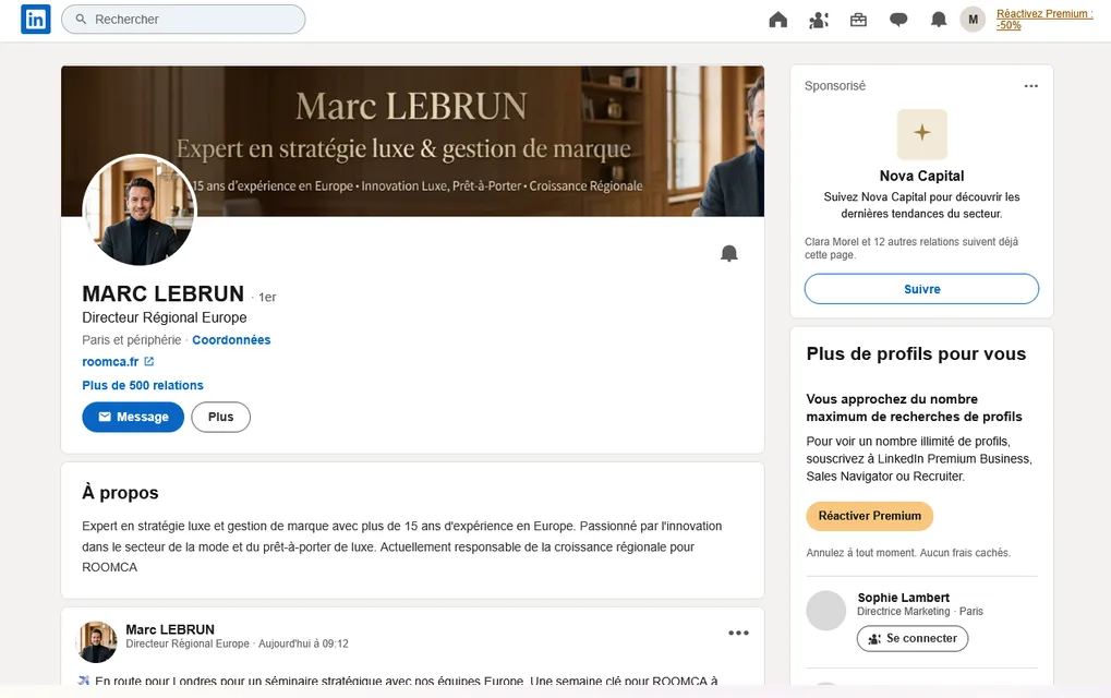 Fausse page de connexion jouée dans un scénario ROOMCA