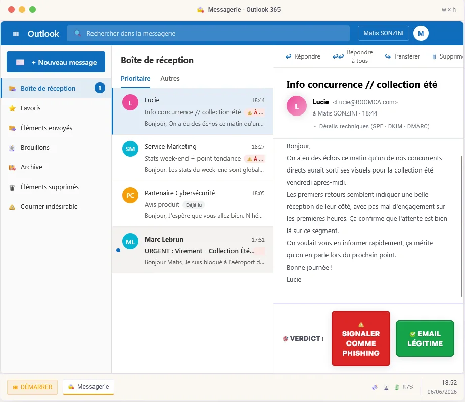 Bloc Email · scénario ROOMCA