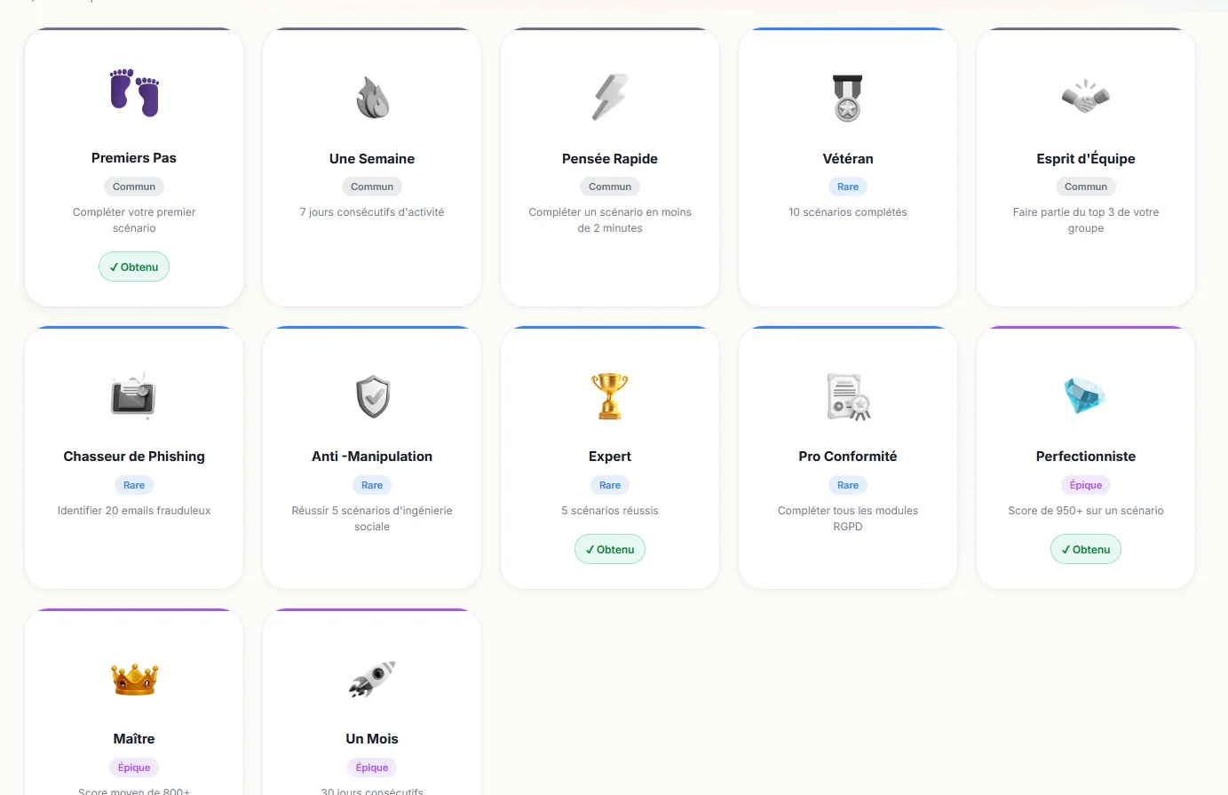 Badges et progression apprenant